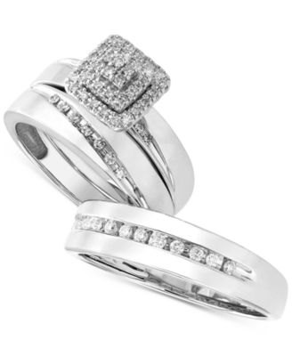 Macy's His & Her Channel-Set Diamond Wedding Set Collection in 14k White Gold - Macy's